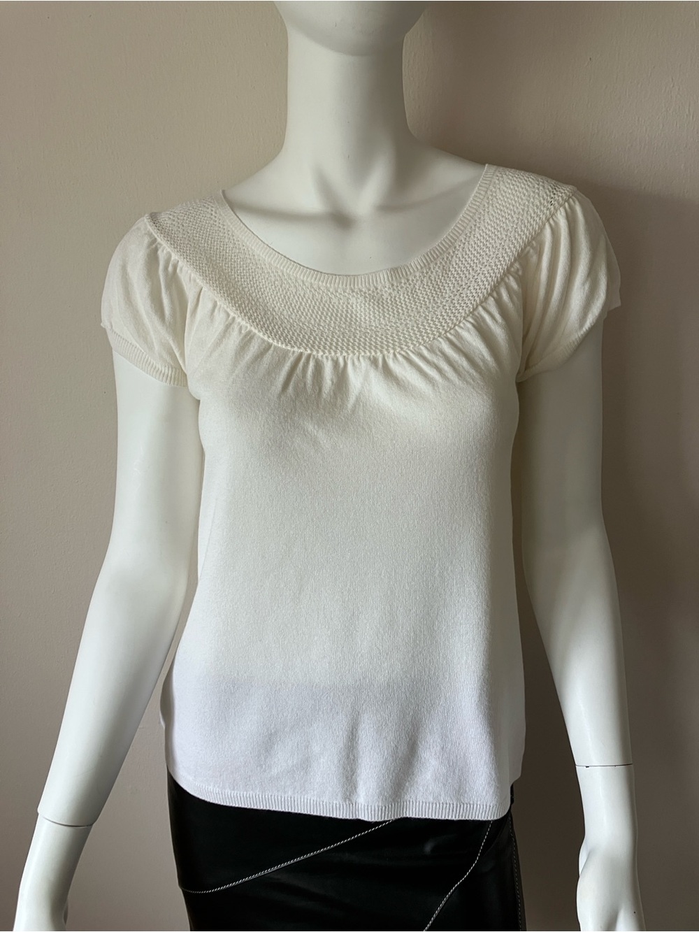 VTG Made in Italy Talbots Cream Scoop Neck Knit Top